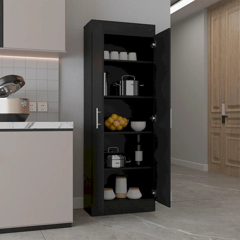 White 5-Shelf Storage Pantry Cabinet