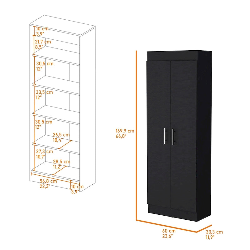 White 5-Shelf Storage Pantry Cabinet