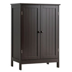 Gymax Bathroom Floor Storage Cabinet Double Door Kitchen Cupboard Shoe