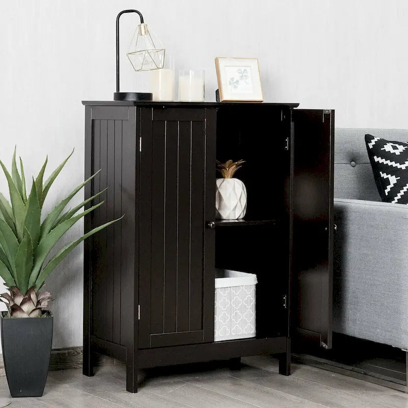 Bathroom Floor Storage Cabinet Double Door Kitchen Cupboard Shoe