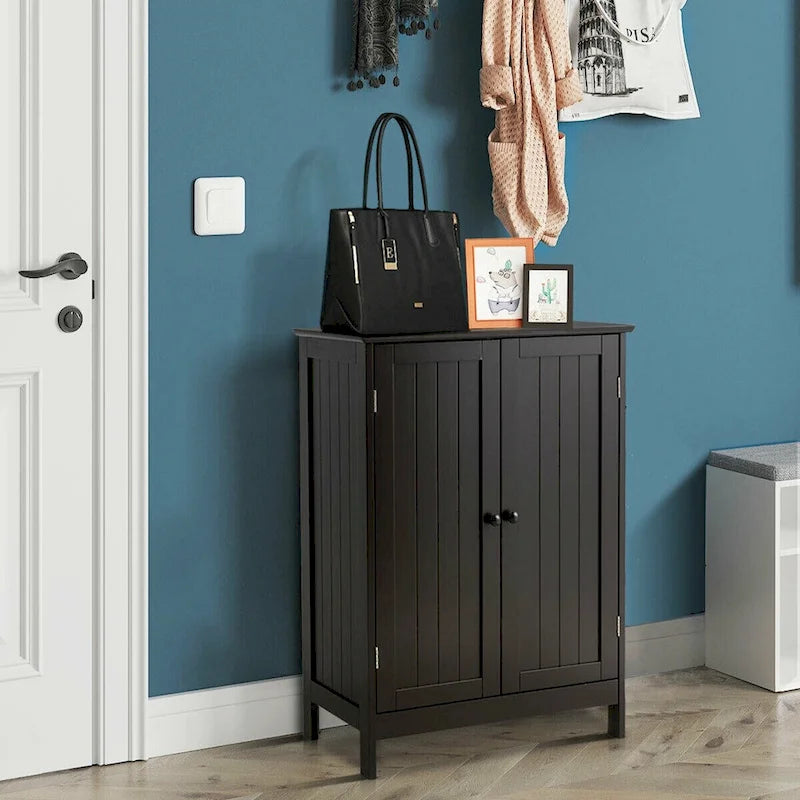 Bathroom Floor Storage Cabinet Double Door Kitchen Cupboard Shoe