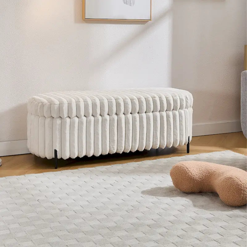 49.2W Oversized Storage Ottoman,Modern Footstool Bench with Metal Legs