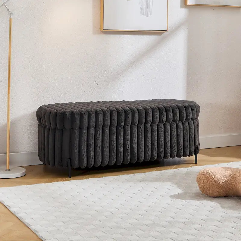 49.2W Oversized Storage Ottoman,Modern Footstool Bench with Metal Legs