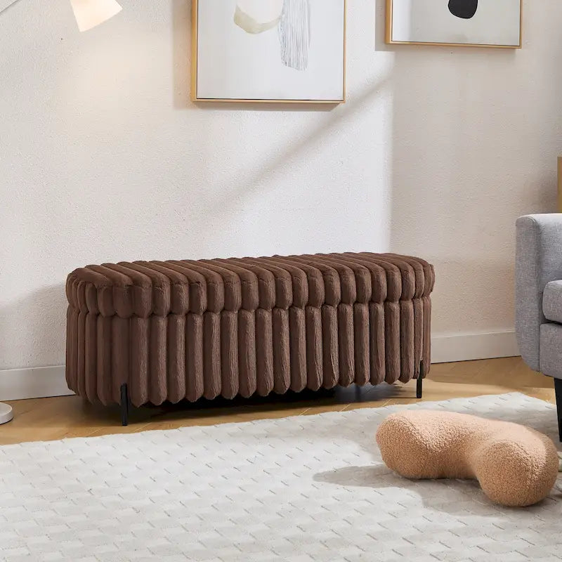49.2W Oversized Storage Ottoman,Modern Footstool Bench with Metal Legs