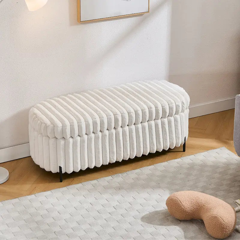 49.2W Oversized Storage Ottoman,Modern Footstool Bench with Metal Legs