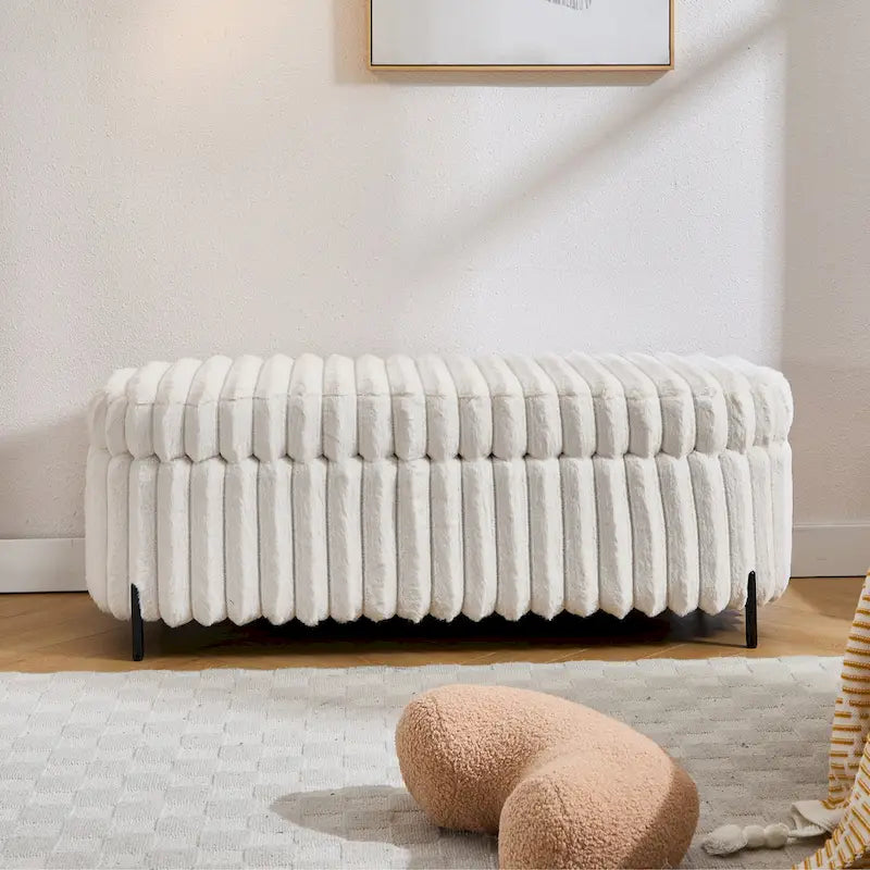 49.2W Oversized Storage Ottoman,Modern Footstool Bench with Metal Legs
