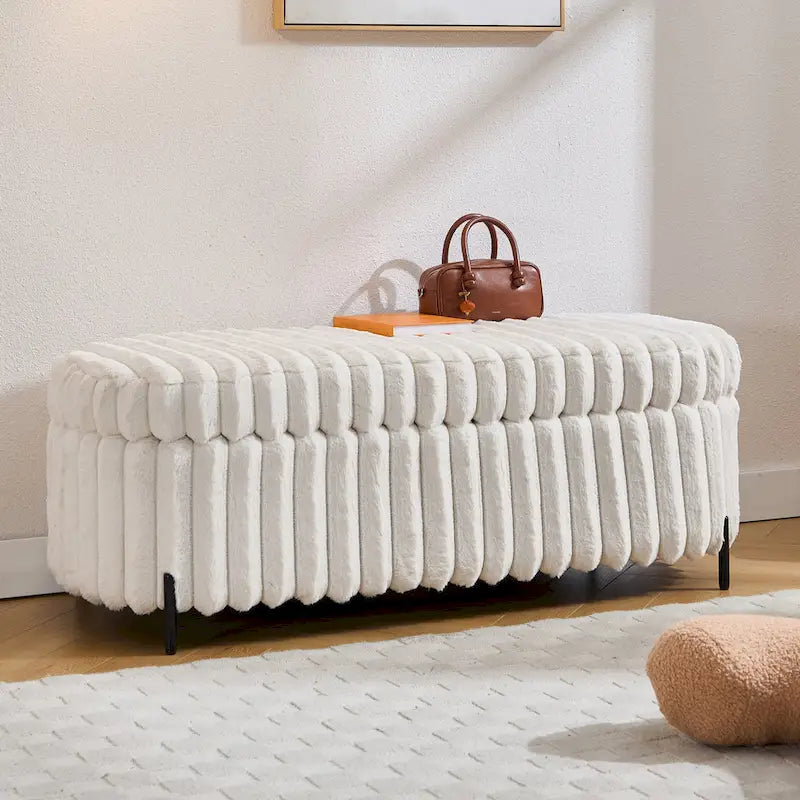 49.2W Oversized Storage Ottoman,Modern Footstool Bench with Metal Legs