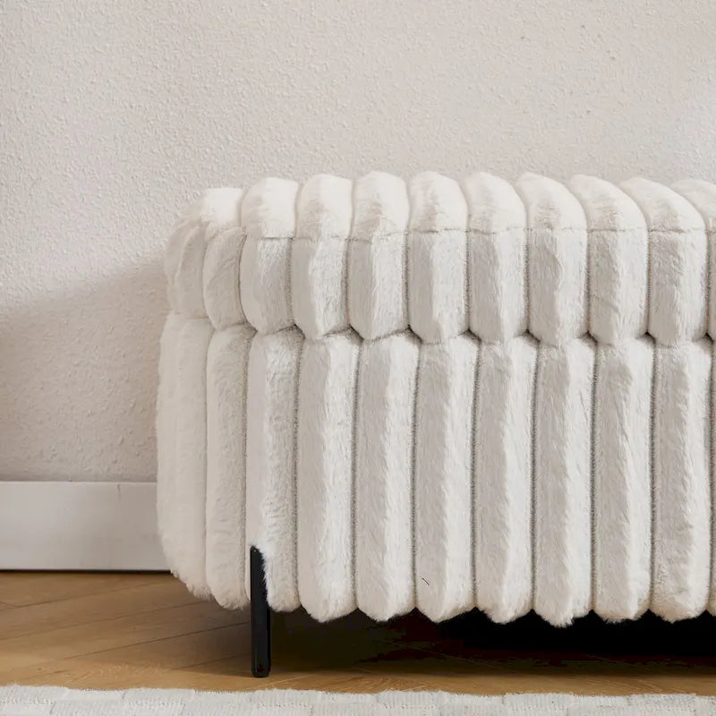 49.2W Oversized Storage Ottoman,Modern Footstool Bench with Metal Legs