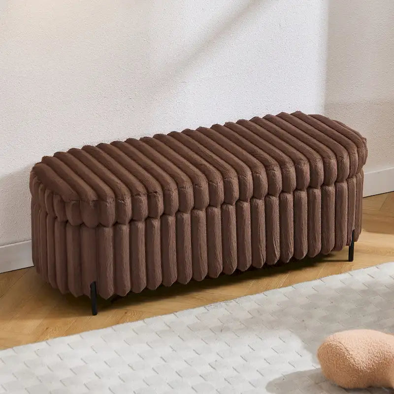 49.2W Oversized Storage Ottoman,Modern Footstool Bench with Metal Legs