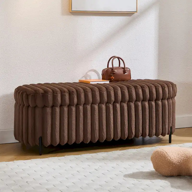 49.2W Oversized Storage Ottoman,Modern Footstool Bench with Metal Legs