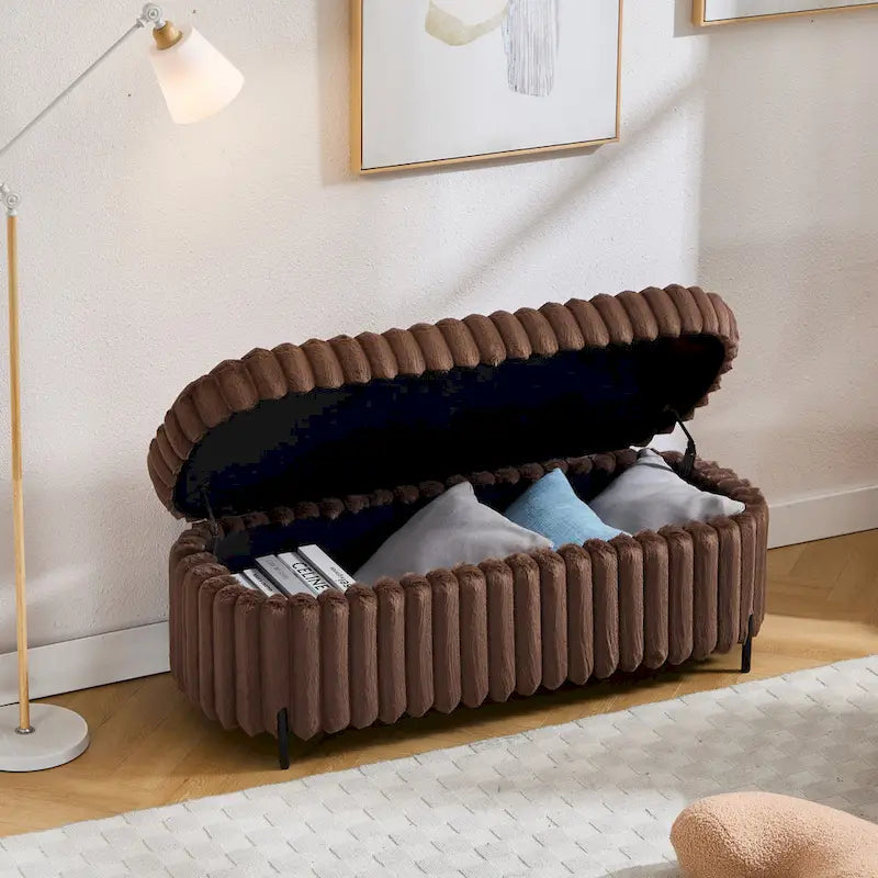 49.2W Oversized Storage Ottoman,Modern Footstool Bench with Metal Legs