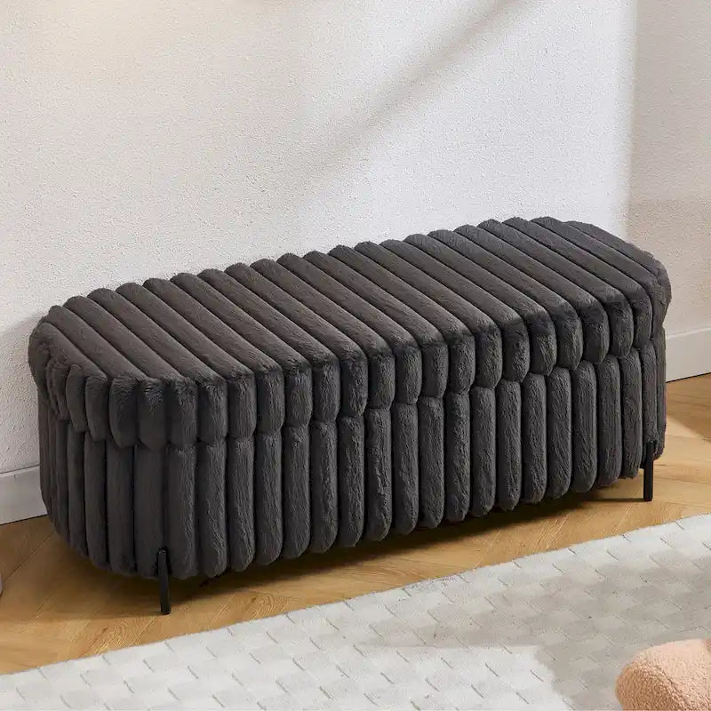 49.2W Oversized Storage Ottoman,Modern Footstool Bench with Metal Legs