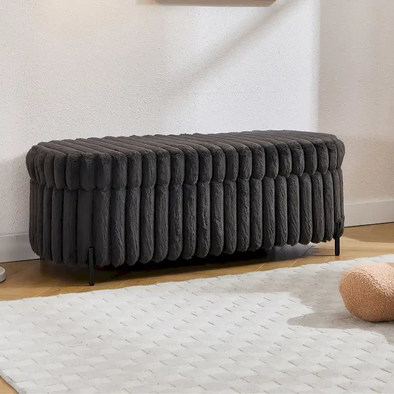 49.2W Oversized Storage Ottoman,Modern Footstool Bench with Metal Legs
