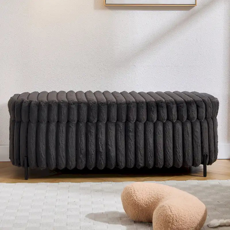 49.2W Oversized Storage Ottoman,Modern Footstool Bench with Metal Legs