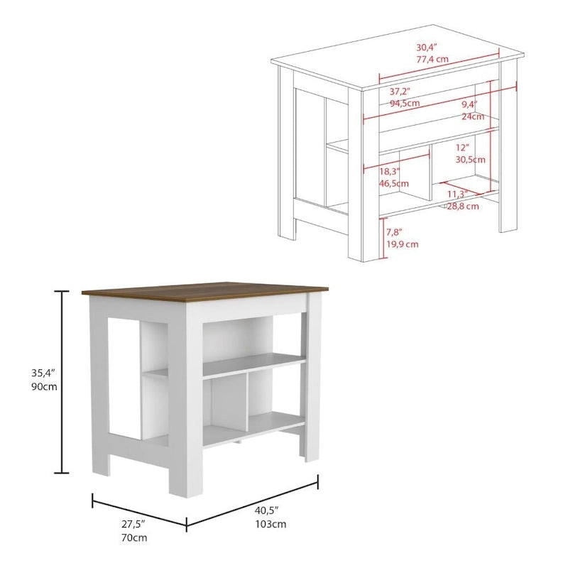 2-Piece Kitchen Set with Kitchen Island and Utility Sink Cabinet
