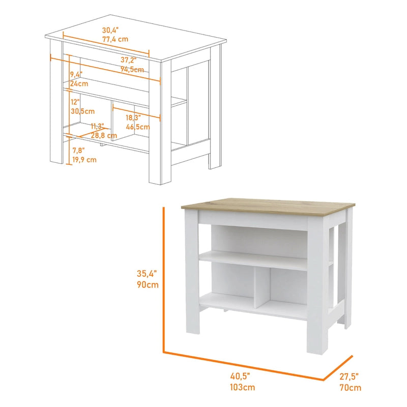 2-Piece Kitchen Set with Kitchen Island and Utility Sink Cabinet