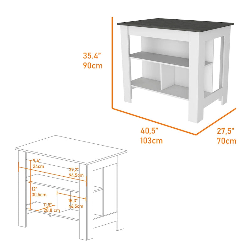 2-Piece Kitchen Set with Kitchen Island and Utility Sink Cabinet