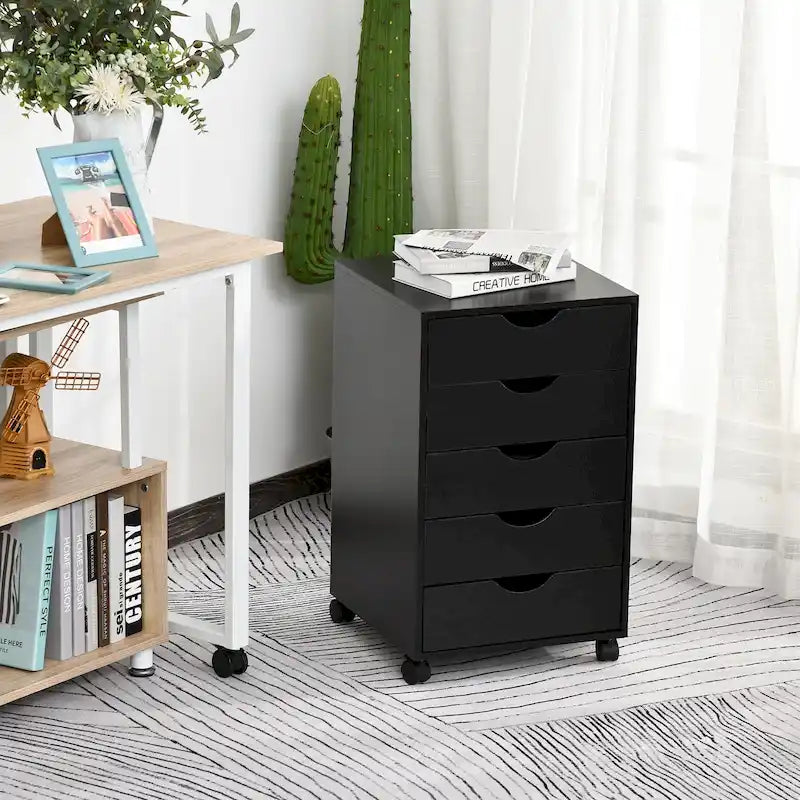 5 Drawer Storage Organizer with Nordic Minimalist Modern Style & Wheels - 15.75*15.75*26.5