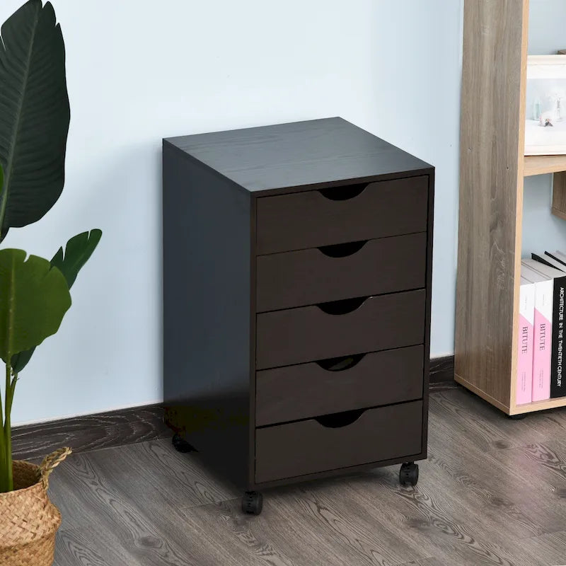 5 Drawer Storage Organizer with Nordic Minimalist Modern Style & Wheels - 15.75*15.75*26.5