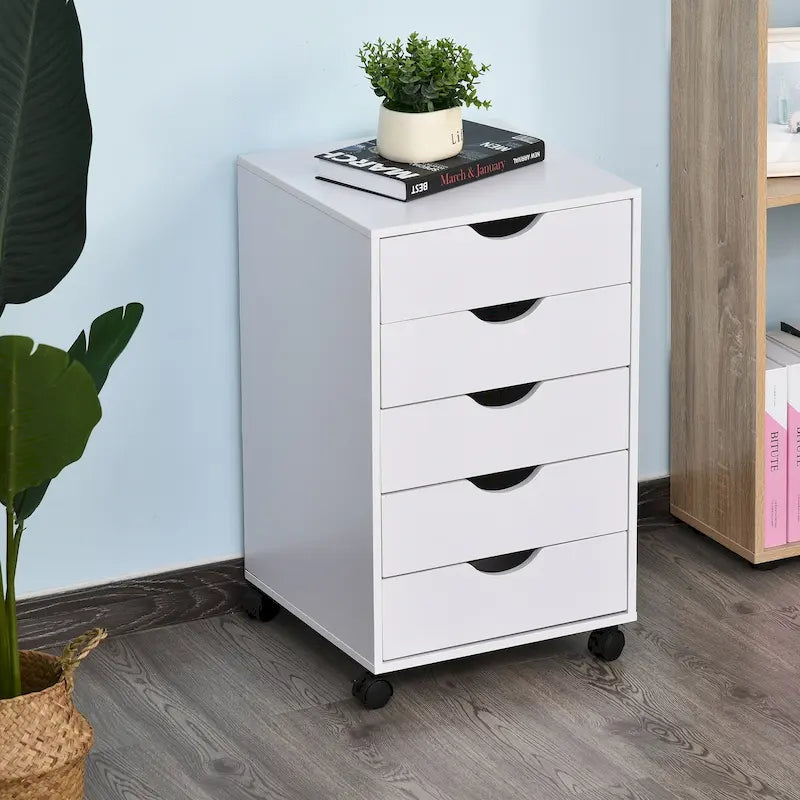 5 Drawer Storage Organizer with Nordic Minimalist Modern Style & Wheels - 15.75*15.75*26.5
