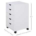 5 Drawer Storage Organizer with Nordic Minimalist Modern Style & Wheels - 15.75*15.75*26.5