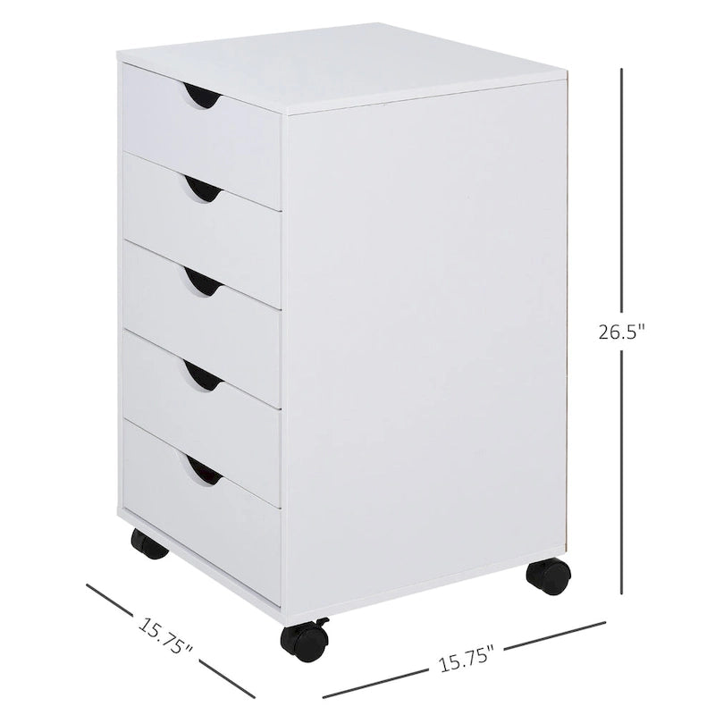 5 Drawer Storage Organizer with Nordic Minimalist Modern Style & Wheels - 15.75*15.75*26.5
