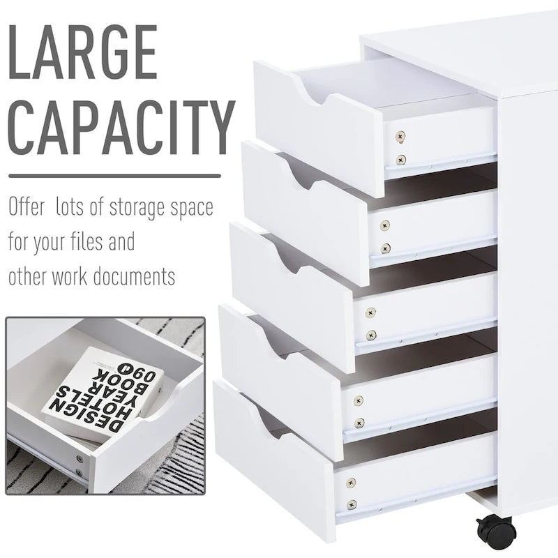 5 Drawer Storage Organizer with Nordic Minimalist Modern Style & Wheels - 15.75*15.75*26.5