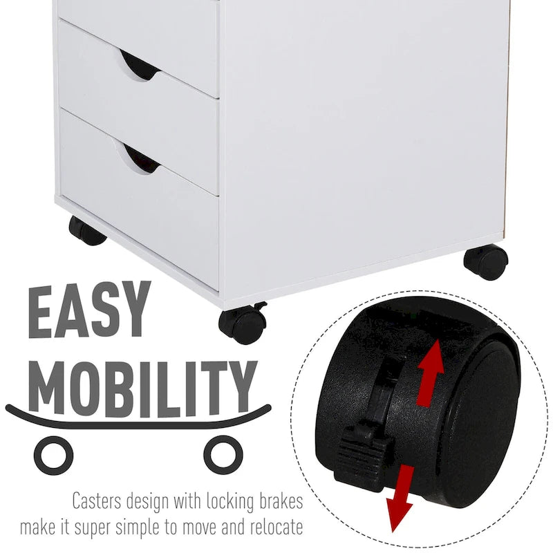 5 Drawer Storage Organizer with Nordic Minimalist Modern Style & Wheels - 15.75*15.75*26.5