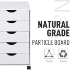5 Drawer Storage Organizer with Nordic Minimalist Modern Style & Wheels - 15.75*15.75*26.5
