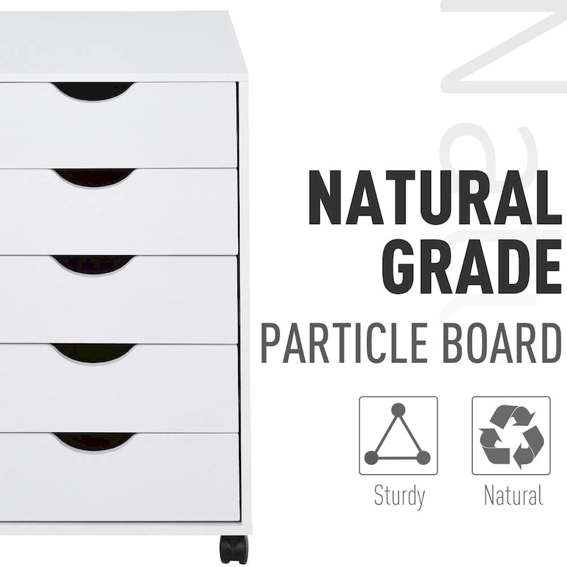 5 Drawer Storage Organizer with Nordic Minimalist Modern Style & Wheels - 15.75*15.75*26.5