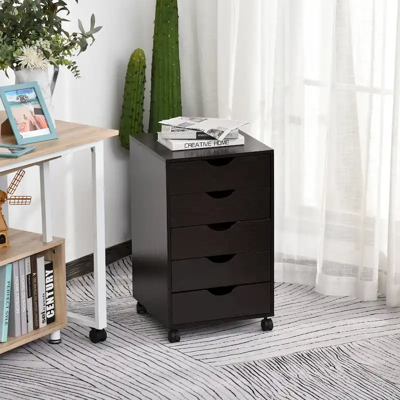 5 Drawer Storage Organizer with Nordic Minimalist Modern Style & Wheels - 15.75*15.75*26.5