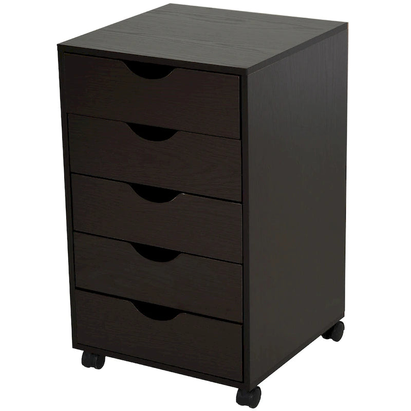 5 Drawer Storage Organizer with Nordic Minimalist Modern Style & Wheels - 15.75*15.75*26.5