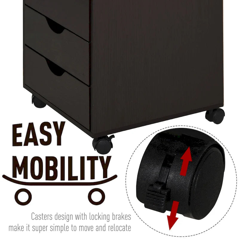 5 Drawer Storage Organizer with Nordic Minimalist Modern Style & Wheels - 15.75*15.75*26.5