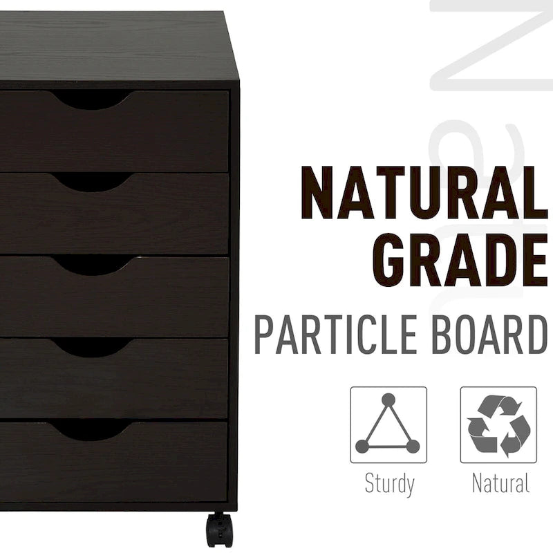 5 Drawer Storage Organizer with Nordic Minimalist Modern Style & Wheels - 15.75*15.75*26.5