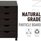 5 Drawer Storage Organizer with Nordic Minimalist Modern Style & Wheels - 15.75*15.75*26.5