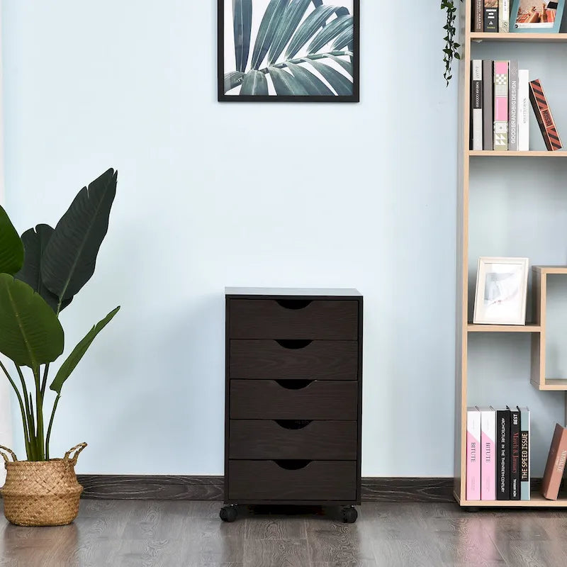 5 Drawer Storage Organizer with Nordic Minimalist Modern Style & Wheels - 15.75*15.75*26.5