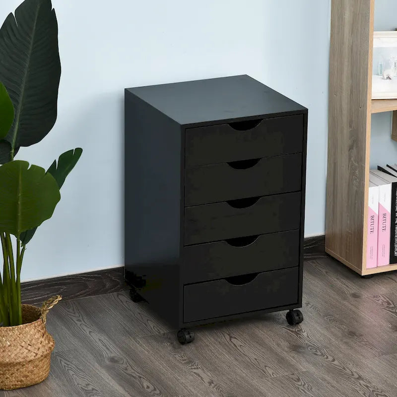5 Drawer Storage Organizer with Nordic Minimalist Modern Style & Wheels - 15.75*15.75*26.5