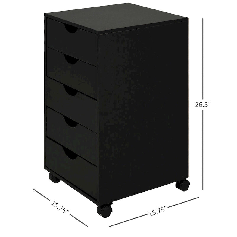 5 Drawer Storage Organizer with Nordic Minimalist Modern Style & Wheels - 15.75*15.75*26.5