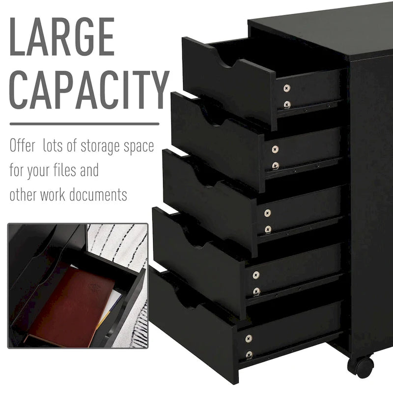 5 Drawer Storage Organizer with Nordic Minimalist Modern Style & Wheels - 15.75*15.75*26.5