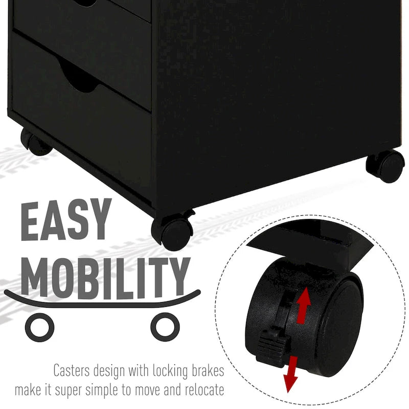5 Drawer Storage Organizer with Nordic Minimalist Modern Style & Wheels - 15.75*15.75*26.5
