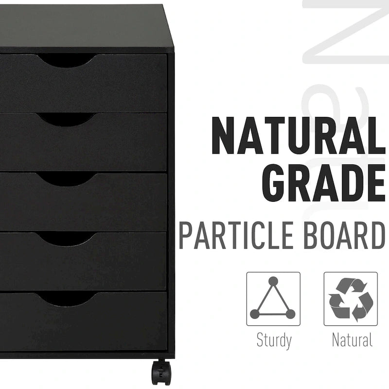 5 Drawer Storage Organizer with Nordic Minimalist Modern Style & Wheels - 15.75*15.75*26.5