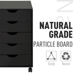 5 Drawer Storage Organizer with Nordic Minimalist Modern Style & Wheels - 15.75*15.75*26.5