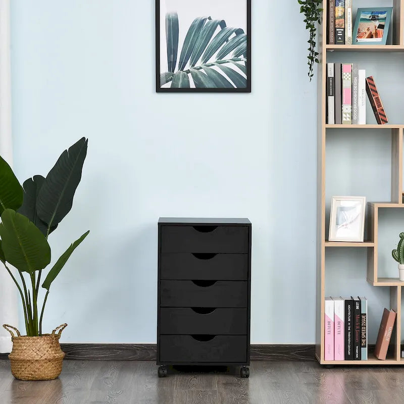 5 Drawer Storage Organizer with Nordic Minimalist Modern Style & Wheels - 15.75*15.75*26.5