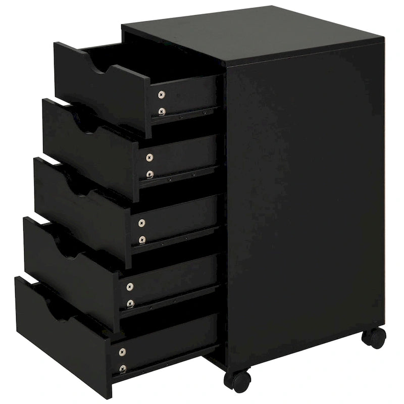 5 Drawer Storage Organizer with Nordic Minimalist Modern Style & Wheels - 15.75*15.75*26.5