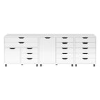 White Mobile Storage Cabinet Set - 3 Piece Multi-Drawer