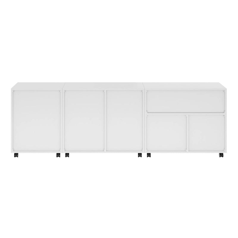 White Mobile Storage Cabinet Set - 3 Piece Multi-Drawer