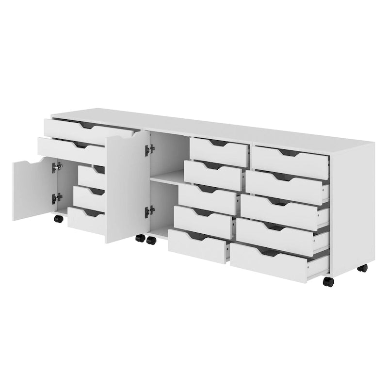 White Mobile Storage Cabinet Set - 3 Piece Multi-Drawer