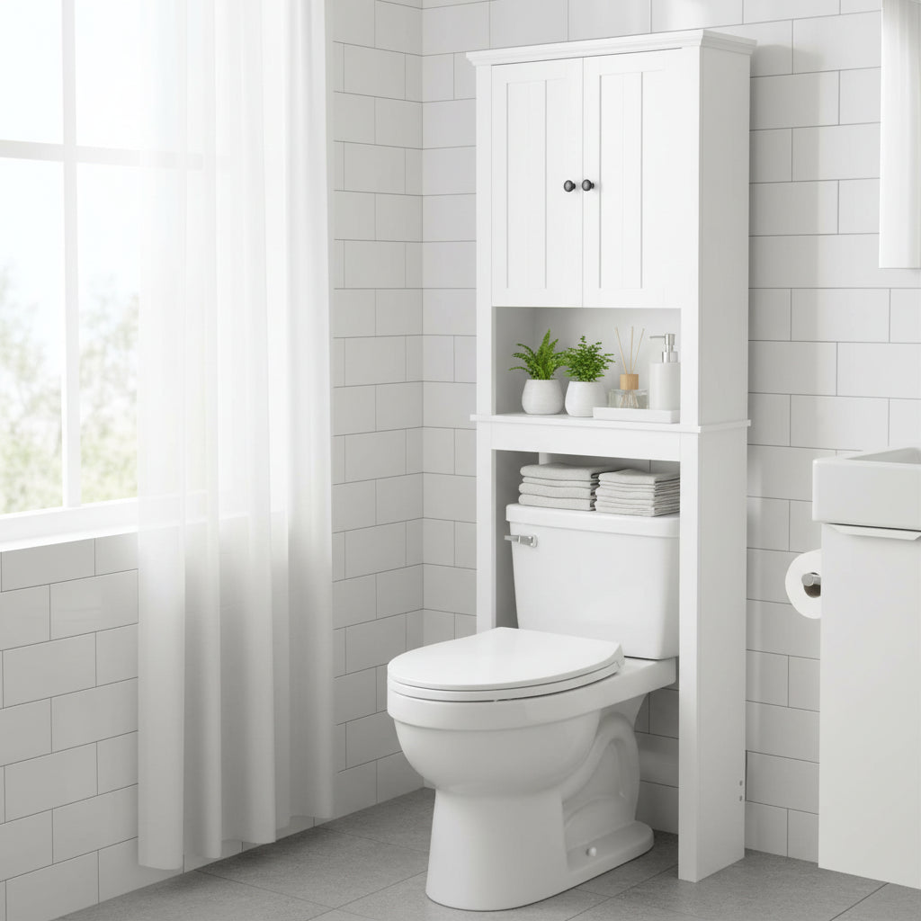 Merax Bathroom Wooden Over-The-Toilet with Adjustable Shelf