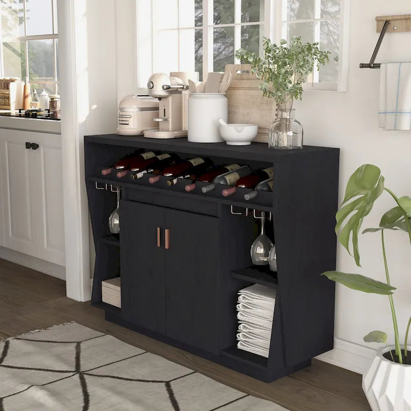 Contemporary Black 47-inch 4-shelf Dining Buffet