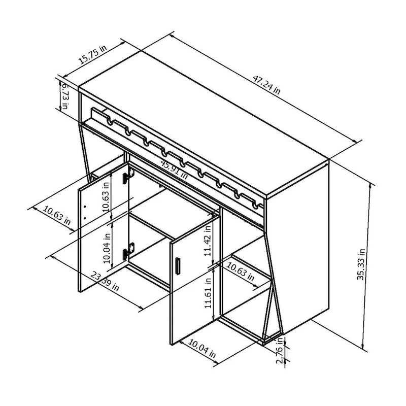 Contemporary Black 47-inch 4-shelf Dining Buffet